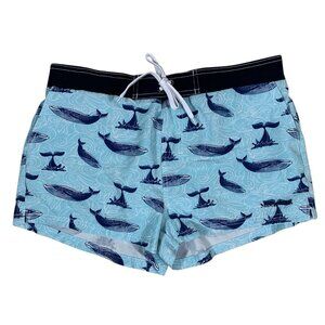 Meegsking Blue Whale Print Swim Shorts XXL Drawstring Quick Dry Beach‎ Shorts